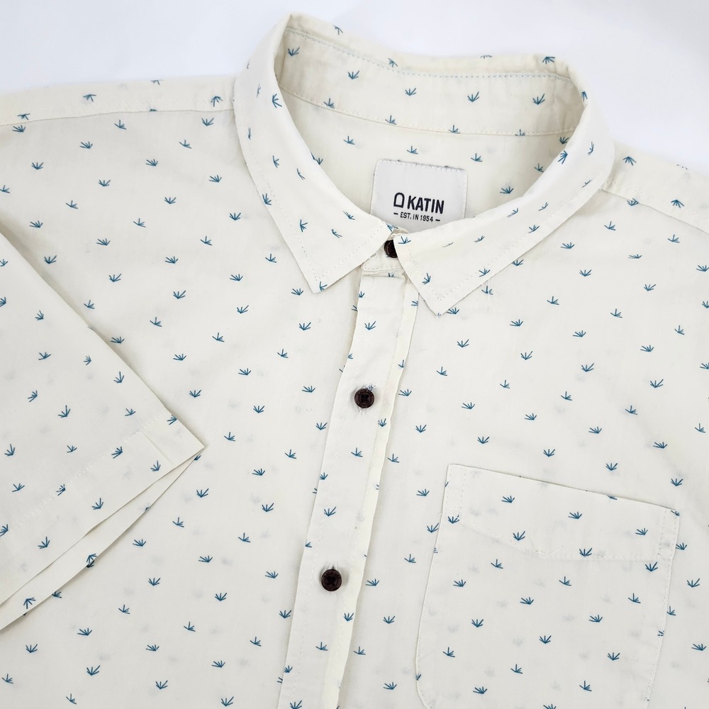 Katin Mens Coastal Camp Shirt Size XL Micro Print Surf Beach Relaxed Preppy